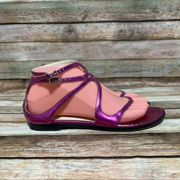 Jimmy Choo Purple Lace Flat Sandals