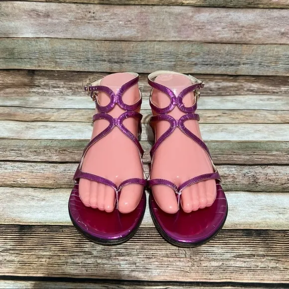 Jimmy Choo Purple Lace Flat Sandals