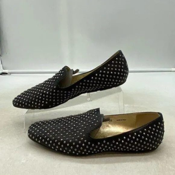 Jimmy Choo Women's Size 38 / US 7.5 Black Silver Studded Flats EUC!