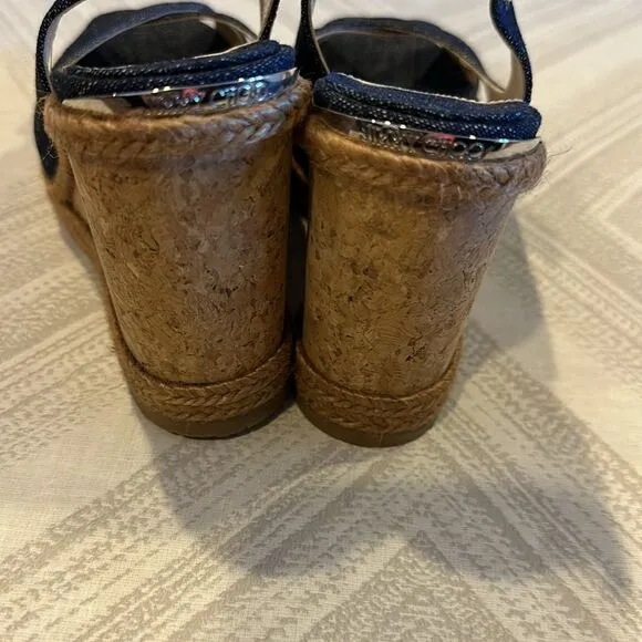 Jimmy Choo Women’s Denim Cork/Espadrille Wedge Sandals