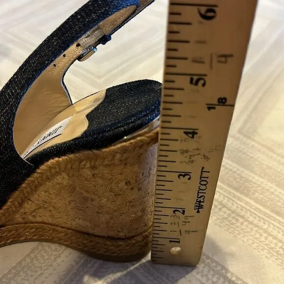 Jimmy Choo Women’s Denim Cork/Espadrille Wedge Sandals