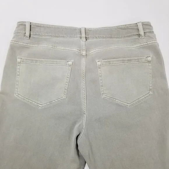 J.Jill Womens 8 High-Rise Denim Cuffed Crops Light Seagrass Fringe Hem Jeans