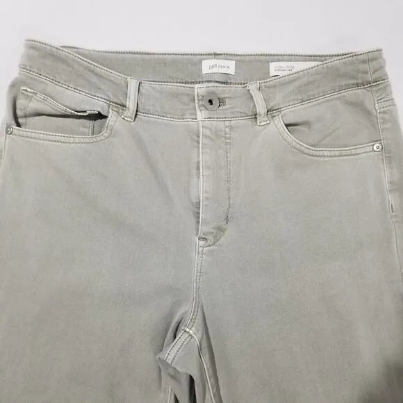 J.Jill Womens 8 High-Rise Denim Cuffed Crops Light Seagrass Fringe Hem Jeans