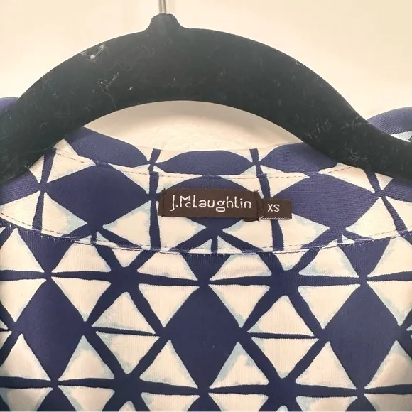 J.McLaughlin Lawrence Dress, Catalina Cloth Navy and White Geometric, Size XS