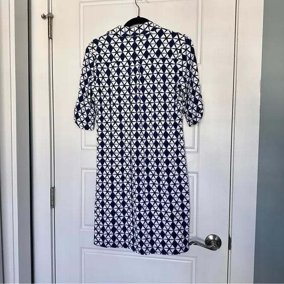 J.McLaughlin Lawrence Dress, Catalina Cloth Navy and White Geometric, Size XS