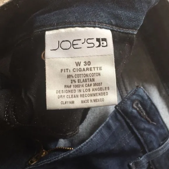 Joe’s Dark Wash Cigarette Leg Denim Jeans Size 30
