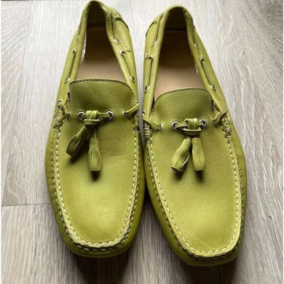 Joe Who Shoes Loafer Nemisis 1 Borg Leather Handmade Portugal Green Moccasin