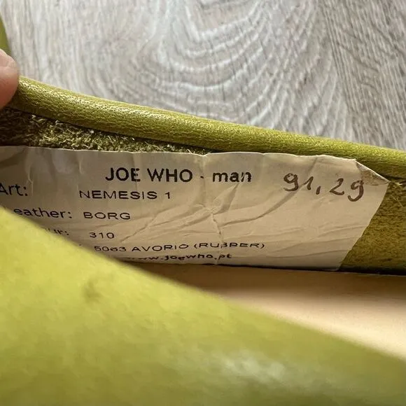 Joe Who Shoes Loafer Nemisis 1 Borg Leather Handmade Portugal Green Moccasin