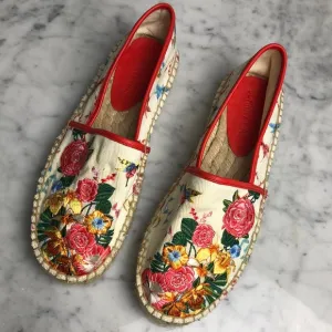 JOHNNY WAS Floral Embroidered Espadrillesl Size 6