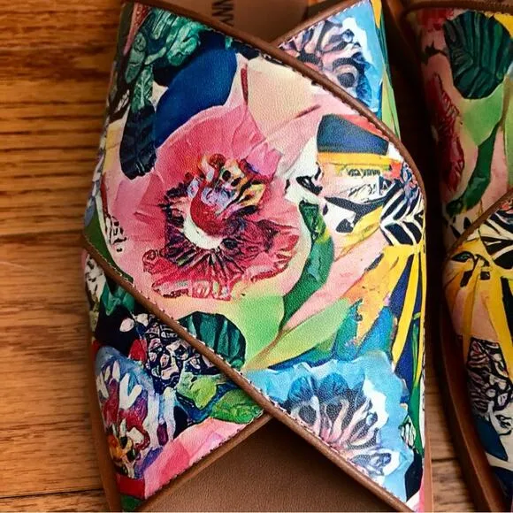 JOHNNY WAS LAYLA X BAND SANDAL Leather Floral multi Women’s Size 8 NWT