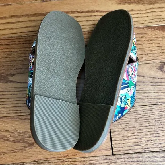 JOHNNY WAS LAYLA X BAND SANDAL Leather Floral multi Women’s Size 8 NWT