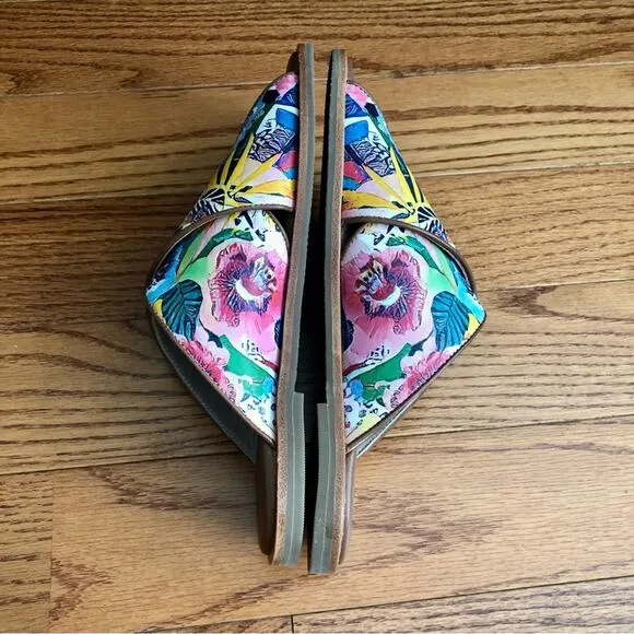 JOHNNY WAS LAYLA X BAND SANDAL Leather Floral multi Women’s Size 8 NWT