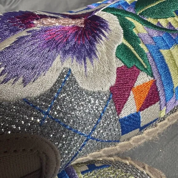 Johnny Was Madrid Floral Embroidered Espadrilles‎ Shoe Size 42 NEW
