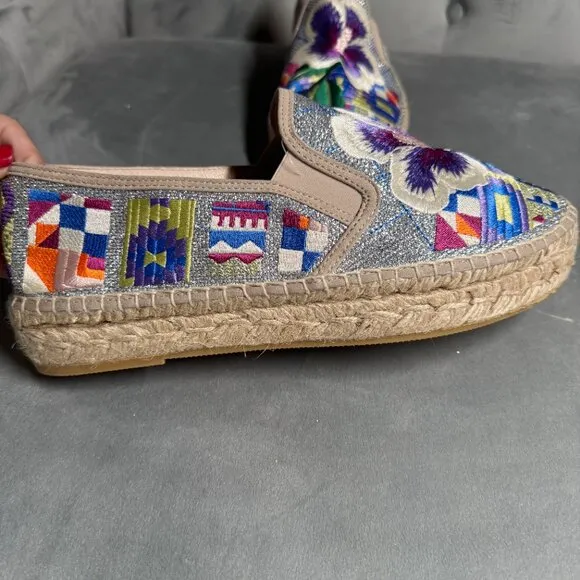 Johnny Was Madrid Floral Embroidered Espadrilles‎ Shoe Size 42 NEW