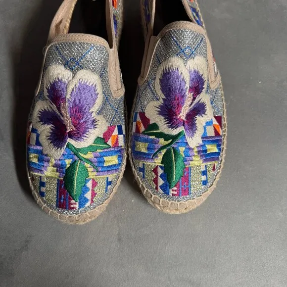 Johnny Was Madrid Floral Embroidered Espadrilles‎ Shoe Size 42 NEW