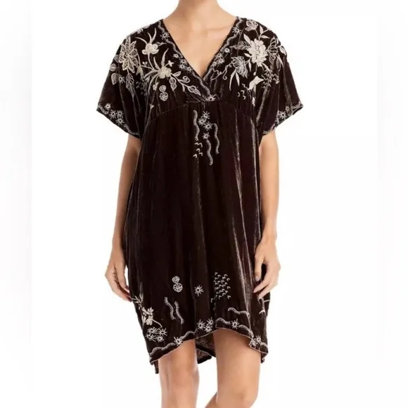 JOHNNY WAS MAREE VELVET EFFORTLESS KAFTAN DRESS - Size M