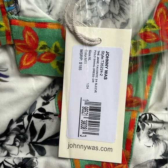 JOHNNY WAS THE JANIE FAVORITE 3/4 SLEEVE POLO SWING DRESS