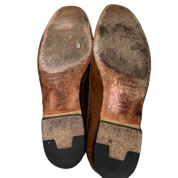 Johnston &amp; Murphy Chestnut Brown Leather Loafers Size 10.5 M Basket Weave