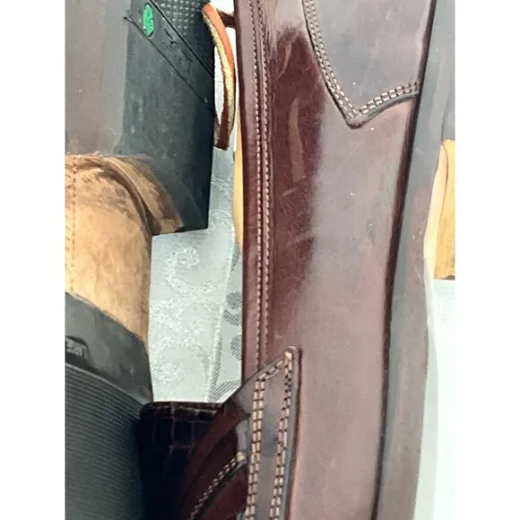 Johnston &amp; Murphy Dark Brown Crocodile Design Tassel Loafers Men's  Size 10.5N S