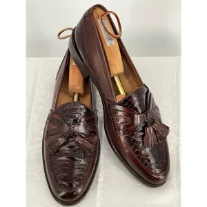 Johnston &amp; Murphy Dark Brown Crocodile Design Tassel Loafers Men's  Size 10.5N S