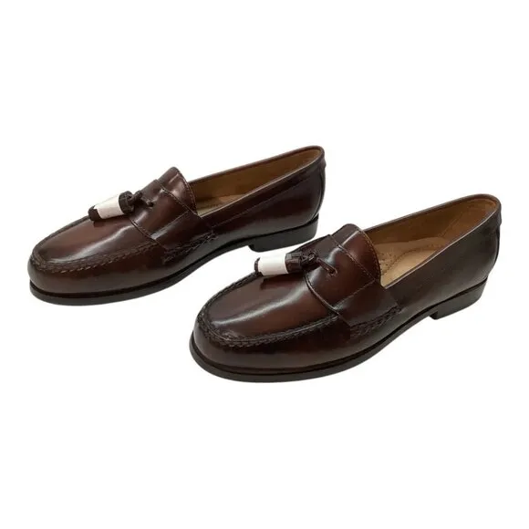 Johnston &amp; Murphy Hayes Brown Leather‎ Tassel Loafers Men's 9 M Made In Brazil