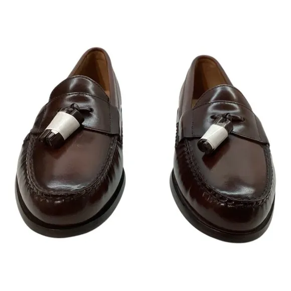 Johnston &amp; Murphy Hayes Brown Leather‎ Tassel Loafers Men's 9 M Made In Brazil