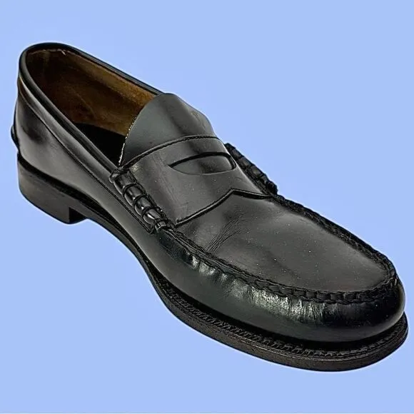 Johnston &amp; Murphy Men’s Black Leather Penny Loafers Size 12 D Pre-Owned #3703