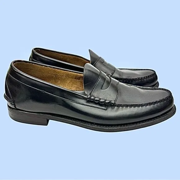 Johnston &amp; Murphy Men’s Black Leather Penny Loafers Size 12 D Pre-Owned #3703