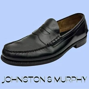 Johnston &amp; Murphy Men’s Black Leather Penny Loafers Size 12 D Pre-Owned #3703