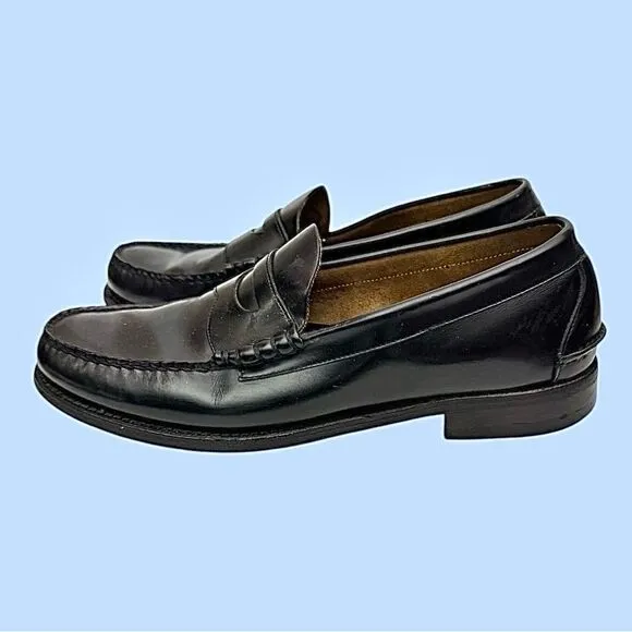 Johnston &amp; Murphy Men’s Black Leather Penny Loafers Size 12 D Pre-Owned #3703
