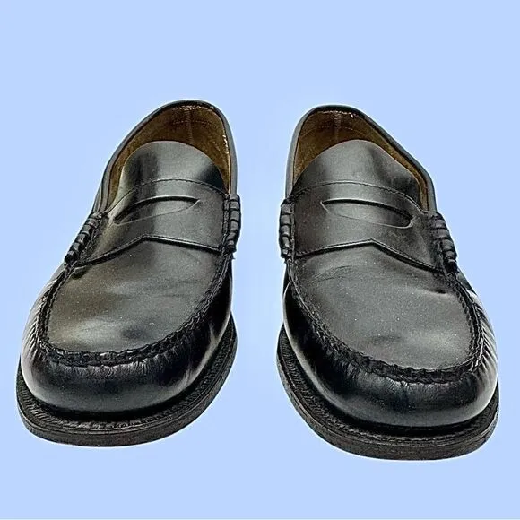 Johnston &amp; Murphy Men’s Black Leather Penny Loafers Size 12 D Pre-Owned #3703