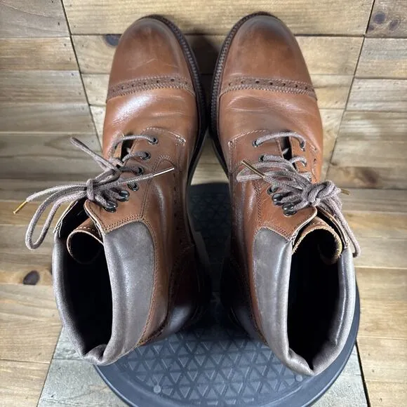 Johnston &amp; Murphy Mens Size 9.5M Cap Toe Boots 1850 Brown Lace Up Ankle High