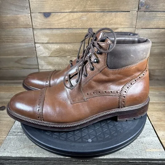 Johnston &amp; Murphy Mens Size 9.5M Cap Toe Boots 1850 Brown Lace Up Ankle High