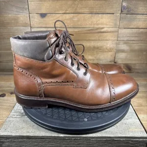 Johnston &amp; Murphy Mens Size 9.5M Cap Toe Boots 1850 Brown Lace Up Ankle High