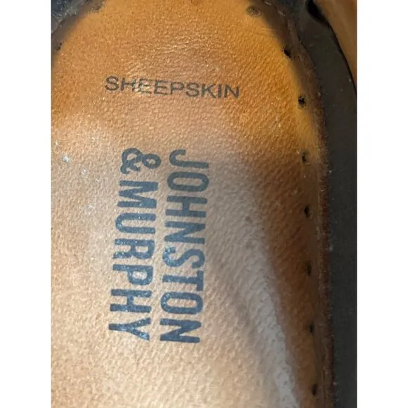 Johnston &amp; Murphy Men's Two-Tone Black/Brown Sheepskin Tasseled Loafers Size 9.5