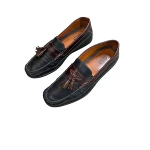 Johnston &amp; Murphy Men's Two-Tone Black/Brown Sheepskin Tasseled Loafers Size 9.5