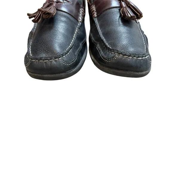 Johnston &amp; Murphy Men's Two-Tone Black/Brown Sheepskin Tasseled Loafers Size 9.5