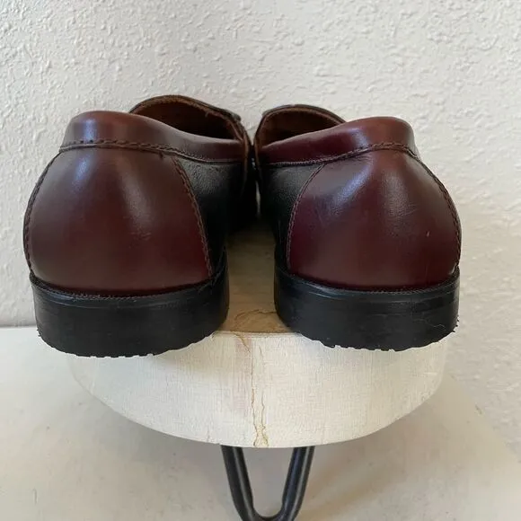 Johnston &amp; Murphy Two Tone Brown and Black Tassel Kiltie Loafer Shoes 7.5M EUC