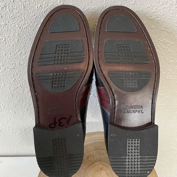 Johnston &amp; Murphy Two Tone Brown and Black Tassel Kiltie Loafer Shoes 7.5M EUC