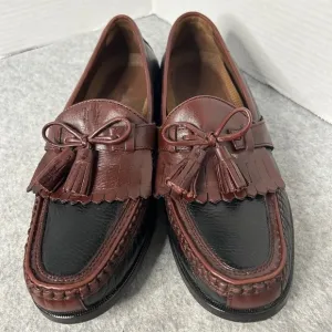 Johnston Murphy Kilt Tassel 2 Tone Loafers-Black Brown Men Sz 9US EUC