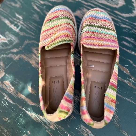Joie &quot;Cara&quot; platform striped raﬃa jute espadrilles size 9M
