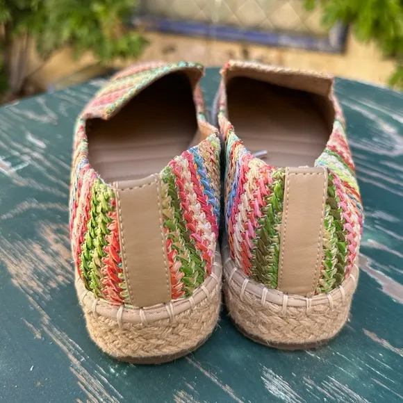 Joie &quot;Cara&quot; platform striped raﬃa jute espadrilles size 9M