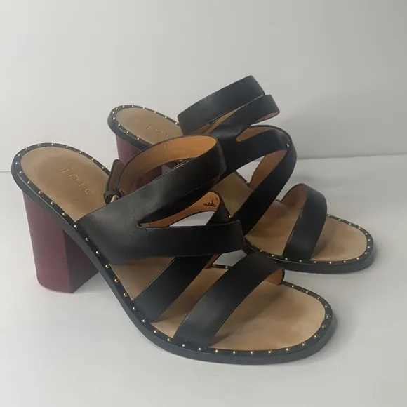 Joie Onger black leather cross-strap wood heel sandals