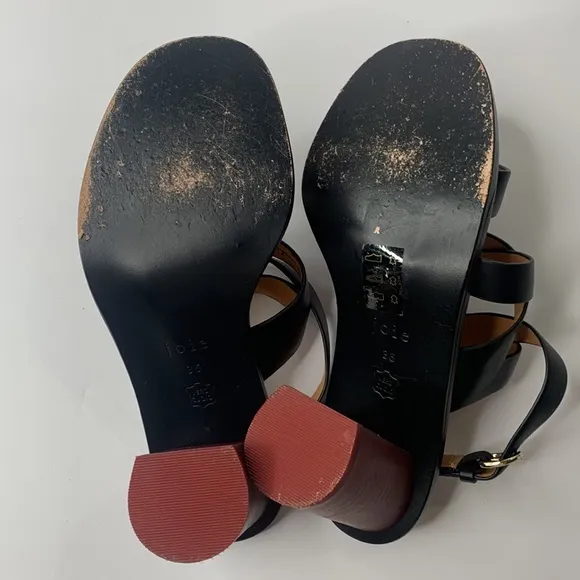 Joie Onger black leather cross-strap wood heel sandals