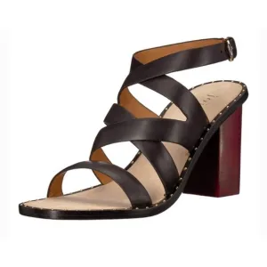 Joie Onger black leather cross-strap wood heel sandals