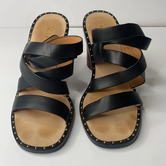 Joie Onger black leather cross-strap wood heel sandals