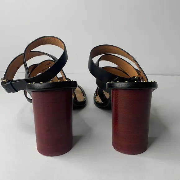 Joie Onger black leather cross-strap wood heel sandals