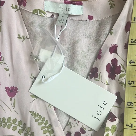 Joie Women Acantha Print Lilac Midi Tie Long Sleeve V Neck Wrap Dress Size S