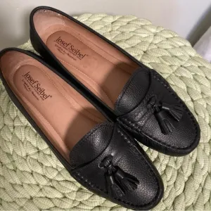 Josef Seibel Elina Black Driving Moccasin Tassel Comfort Flat Loafers