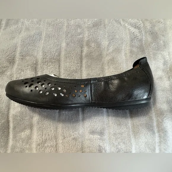 Josef Seibel Pippa 29 Nesty Oil Black Leather Ballerina Flats EU 36 US 5 to 5.5